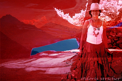 Plutonium Heidi in Wonderland! Heidi in a red scenery of swizerland mountai - © Doris Stricher